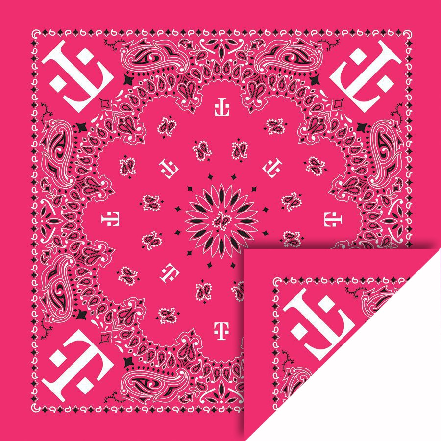 TMobile-art-proof-fold-down A pink bandana with a black and white paisley pattern and the T-Mobile T logo throughout.